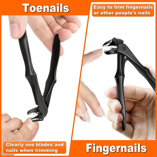 DRMODE Toenail Clippers for Thick Toenails for Seniors, Upgraded Long Handled Angled Head Toe Nail Clippers for Men Thick Nails with Wide Opening, Large Finger Nail Clippers Adult with Catcher