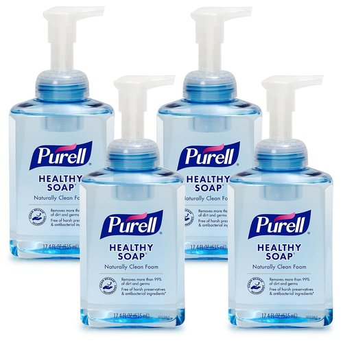 PURELL Brand CRT Healthy Soap Naturally Clean Foam, 17.4 fl oz Hand Soap Table Top Pump Bottle (Pack of 4) - 5013-04