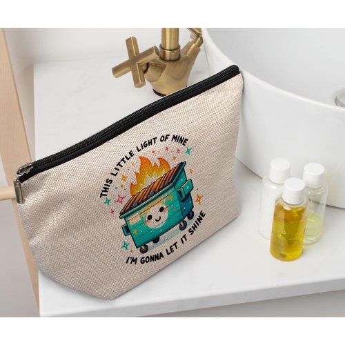 Ayxvt Dumpster Gifts Makeup Bag, Dumpster Bag,Dumpster Fire Cosmetic Bags for Women, Inspirational Positive Encouragement Gifts for Women Zipper Pouch