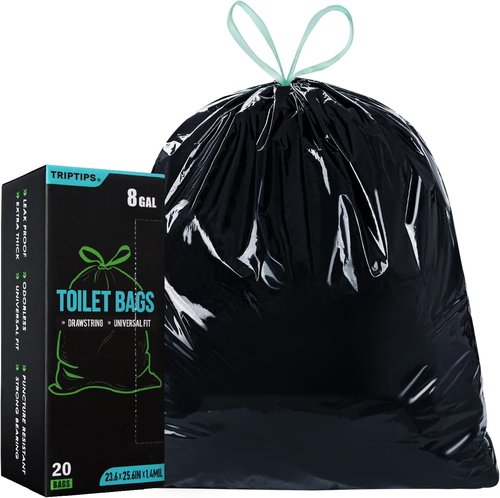 TRIPTIPS Portable Toilet Bags - Leak-Proof 8 Gallon Camping Waste Bags | Ideal for Hiking & Travel