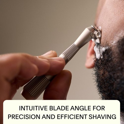 Leaf Shave | Leaf Thorn Razor Set, Includes Twig Razor, Matching Stand, 50-Pack Single-Edge Blade Refills, and Blade Bank - Black