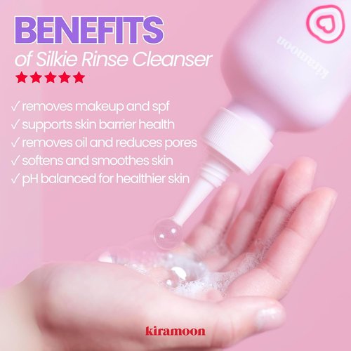 Kiramoon Face Wash - Silkie Rinse Hydrating Cleanser for Dry/Sensitive Skin | Makeup Remover with Ceramides & Squalane