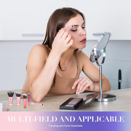 Skiennix Portable Mini Travel Makeup Brush Set - 10 Pcs Soft Synthetic Bristles for Full Face | Compact Pouch Included
