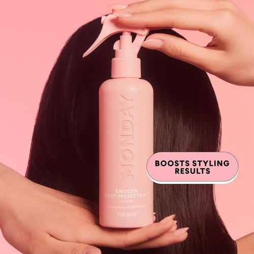Monday Haircare Smooth Heat Protectant with Keratin - 6 oz for Polished, Frizz-Free Hair | Pack of 2