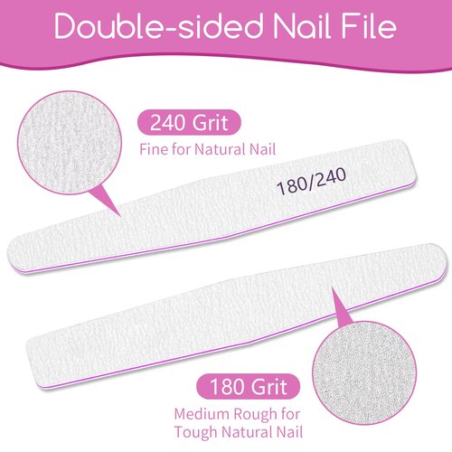 50 Pcs Nail File Set, Emery Board Nail Files for Natural Nails 180/240 Grit Nail File for Natural Nail Shaping Nail Filers Manicure Tools