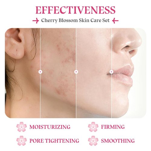 Skin Care Set-Travel Skincare Kit-Collagen Sakura Set with Mask,Eye Cream,Cleanser,Serum,Face Cream,Toner for Gift Sets for Teen Girls,Facial Skin Care Sets for Women Wife Teen Girls