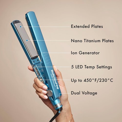 BabylissPRO Nano Titanium Hair Straightener - Professional Ionic Flat Iron for All Hair Types