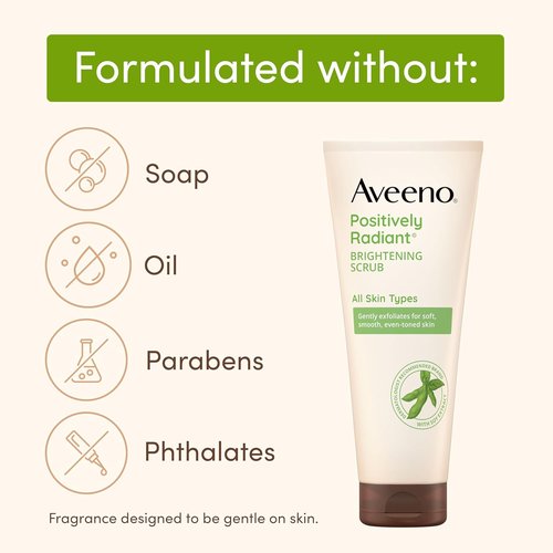 Aveeno Positively Radiant Facial Scrub - Brightening & Exfoliating, Gentle Soy Extract, 5 oz
