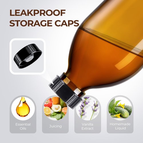 Homepicker 16 oz Amber Glass Soap Dispenser with Pump, Glass Pump Bottle for Lotion Body Oil, 500ml Hand and Dish Soap Dispensers Set with Storage Caps, Labels - 2 Pack