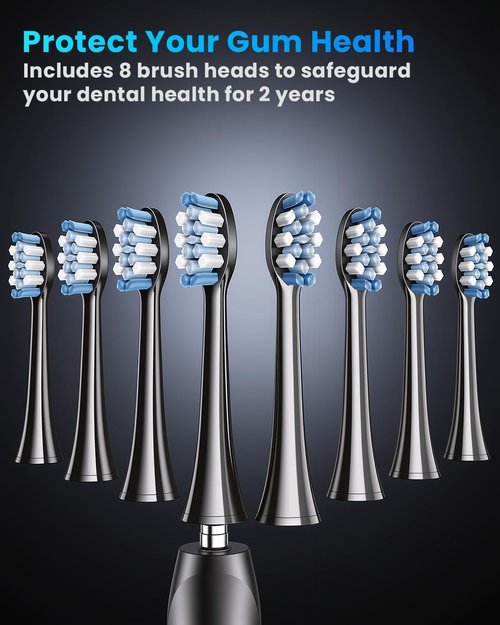 Onlyone Sonic Electric Toothbrush - Rechargeable Ultrasonic with 8 Brush Heads & Travel Case | 5 Modes, Smart Timer