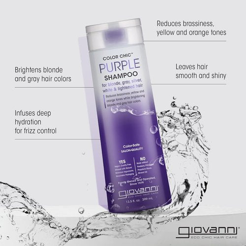 Giovanni Color Chic Purple Shampoo - Reduces Brass & Yellow Tones, Adds Shine | 13.5 fl oz