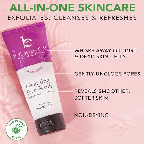 Skiennix Facial Scrub Exfoliator - Gentle Organic Face Wash for Sensitive & Acne-Prone Skin | 2 Fl Oz