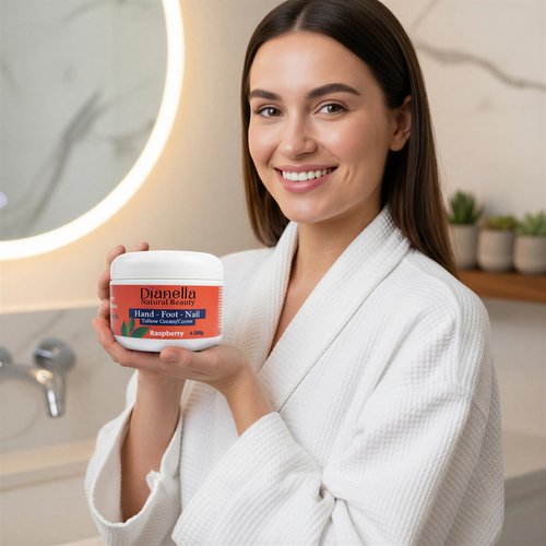 Natural Foot, Nail & Hand Cream - Skin Care & Nourishing Formula – Rich Hydration with Raspberry Scent, Daily Repair Cream for Men & Women, Softens, Protects & Restores Skin – 8oz