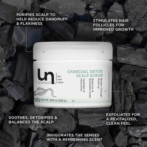 Unwash Charcoal Detox Scalp Scrub - Detoxify & Exfoliate Dry, Itchy Scalps | Paraben-Free, 8.82 oz