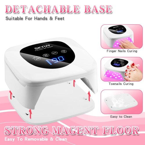 Rechargeable UV LED Nail Lamp, SKYUV Cordless Nail Dryer for Gel Polish, UV Nail Lamp with 4 Timers Setting and LED Touch Screen, Professional Curing Lamp Light with 30 Beads for Salon and Home ﻿