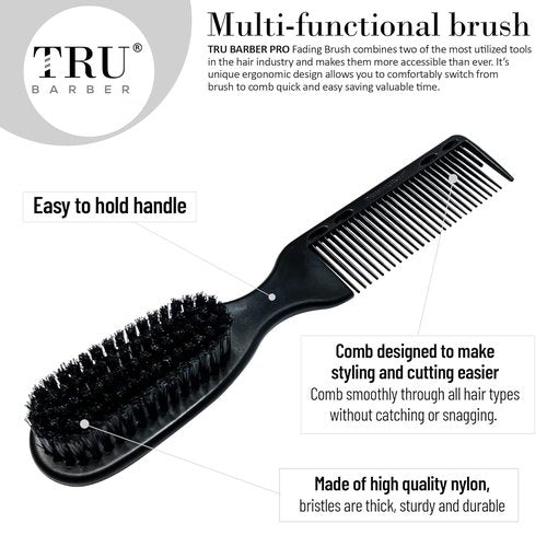 TRU BARBER Pro Fading Brush Set - 2PCS Barber Fade & Cleaning Brushes for Clippers & Beard Care