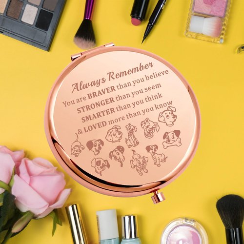 KEYCHIN 101 Dalmatians Pocket Mirror Pongo and Perdita Fans Gifts You are Braver Stronger Smarter Than You Think Dalmatians Compact Makeup Mirror (Dogs-RG)