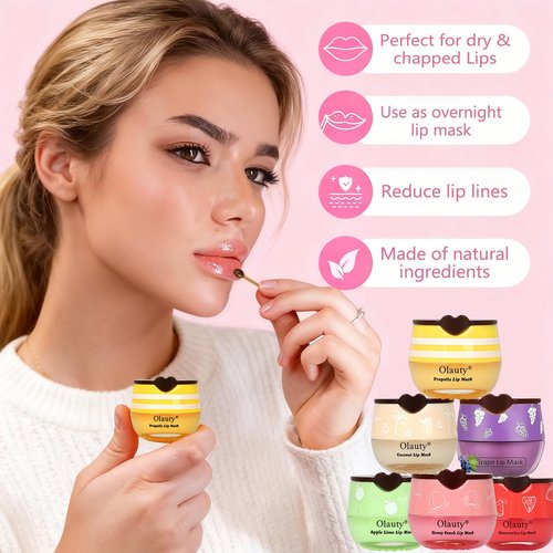 9 PCS Bee Lip Balm Lip Mask Honey Pot, Galentines & Valentines Day Gifts, Nourishing Hydrating Propolis Lip Balm for Dry, Chapped & Cracked Lips,Lip Sleeping Mask - Soften,Smooth & Reduce Lip Lines