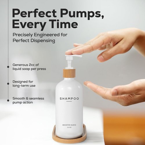 Brighter Barns White Shampoo and Conditioner Dispenser Set - Elegant Shower Pump for Bathroom Decor | Ideal for Hotels and Airbnbs
