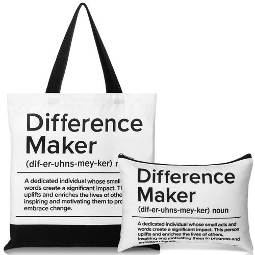 Paterr 2 Pcs Difference Maker Tote Bag Difference Maker Gifts for Women Appreciation Gifts for Employee Staff Women Holiday Valentine Gift