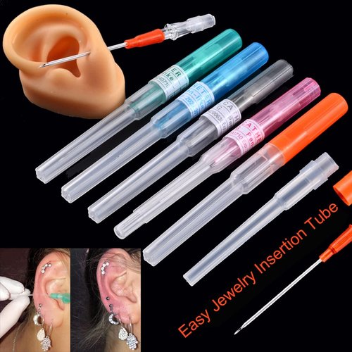 14G Catheter Piercing Needles 50Pcs IV Catheter Needles 14 Gauge Ear Nose Piercing Needles Stainless Steel Hollow Needles for Ear Nose Lip Tongue Belly Cartilage Piercing Kit Piercing Tools