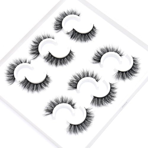 Miss Kiss 6 Pairs Fluffy Cat Eye False Lashes Strips, Russian C Curl Eyelashes Pack, 3D Mink Lashes Volume Natural Look 12 MM