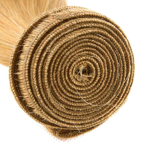 Blonde Bundles Human Hair Yaki Straight Bundles 14 16 18 Inch 3 Bundle Unprocessed Brazilian Virgin Hair #27 Honey Blonde Kinky Straight Human Hair Extensions 50 Gram Per Bundle