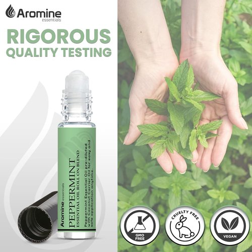 Peppermint Essential Oil Roll-On - Premium Therapeutic Grade Aromatherapy | Pre-Diluted 10ml (Pack of 2)