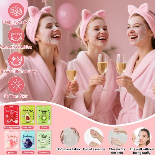132 PCS Spa Party Supplies, Spa Party Favors Include Face Masks Skincare, Hand Cream, Lip Balm, Under Eye Patches, Lip Mask and Foot Bath Bombs, Spa Birthday Sleepover Party Supplies