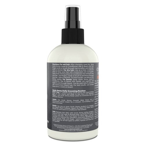 Uncle Jimmy Products Leave-In Conditioner for Healthy Beard Growth, Softening Hair, Hydrating Skin, and Eliminating Dandruff - 8 Fl Oz