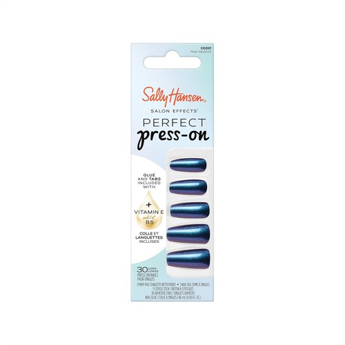 Sally Hansen Perfect Press-On Nails - Coffin Shape | Easy Application, Non-Damaging | 30 Nails, Glue & Tabs | HYP-Nautical