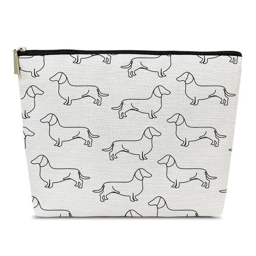 Dachshund Makeup Bag - Gifts for Lovers, Women, Sister, Daughter, Friends, Teen Girls - Cute Puppy Travel Toiletry Bag for Birthday, Graduation