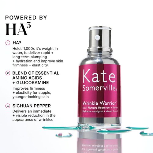 Kate Somerville Wrinkle Warrior® Plumping Moisturizer & Serum - Hydrating Formula with Hyaluronic Acid, 1.7 Fl Oz