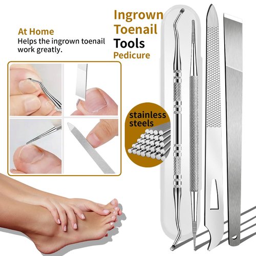EBEWANLI Ingrown Toenail Removal Kit, 6PCS Stainless Steel Toe Nail Kit, Straight Edge Oblique and Curved Slanted Nail Clippers Cutters for Ingrown Nails, Professional Pedicure Tool at Home