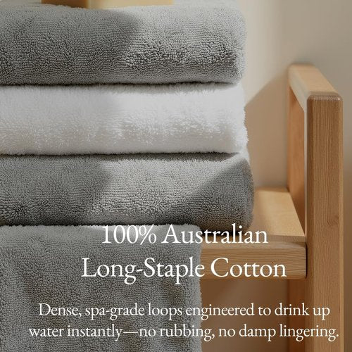 Italic Ultraplush Australian Cotton Washcloths - Set of 2 Luxury Plush Face Wash Cloths, Soft and Absorbent 800 GSM 100% Cotton Washcloth for Bathroom, Spa, Gym, Face and Body (Light Grey)