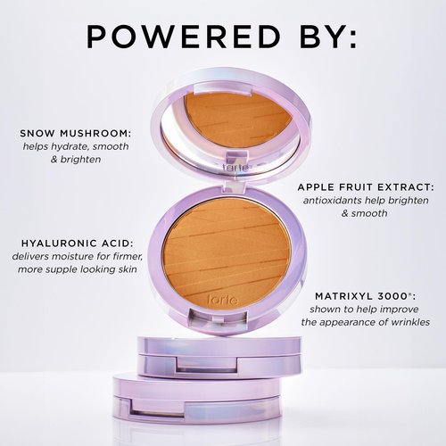 tarte face tape pressed powder – Medium-Coverage Waterproof Powder, Hyaluronic Acid & Peptides to Smooth & Set Makeup, Lightweight, Vegan & Cruelty-Free, full size, 29N light medium neutral