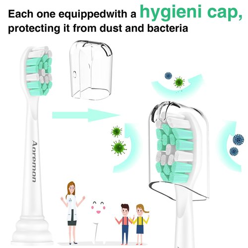 Aoremon Toothbrush Replacement Heads for Philips Sonicare Replacement Heads - Standard Toothbrush Head Compatible with Most Phillips Sonicare Click-on Electric Toothbrushes