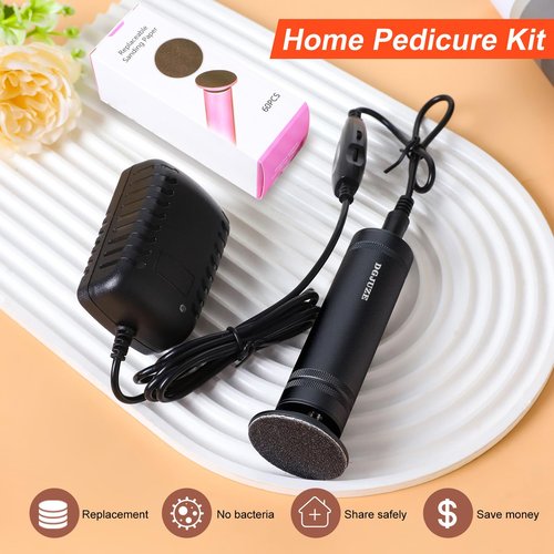 DGJUZE PowerPro Electric Foot Callus Remover,36W Professional 1200rpm Heavy Duty Metal Grinder for Dead Skin Automatic Foot Sander with 60pcs Sandpaper Pads for Home Use Pedicure Kit(Black)