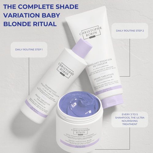 Christophe Robin Shade Variation Baby Blonde Toning Purple Conditioner with Florentina Iris, Neutralizes Brassy, Yellow Tones for Blonde, Bleached, Silver, Highlighted Hair 200ml