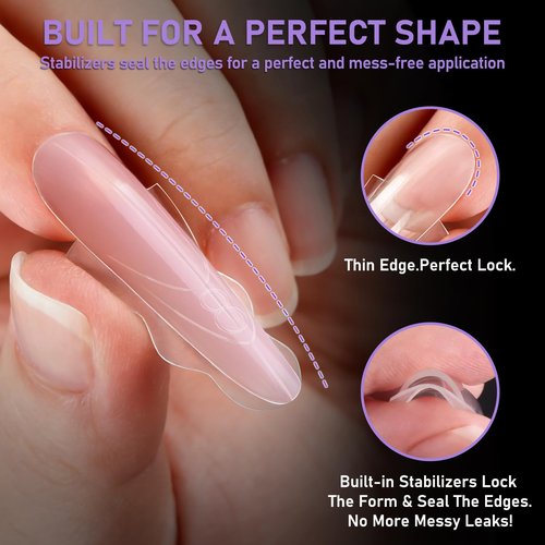 TOROKOM Sandwich Nails Dual Forms - 240Pcs Dual Forms for Builder Gel & Poly Gel 15 Sizes Almond Round Nail Mold for Quick Nails Extension, No Paper Forms Needed, Salon Nail Art Tools