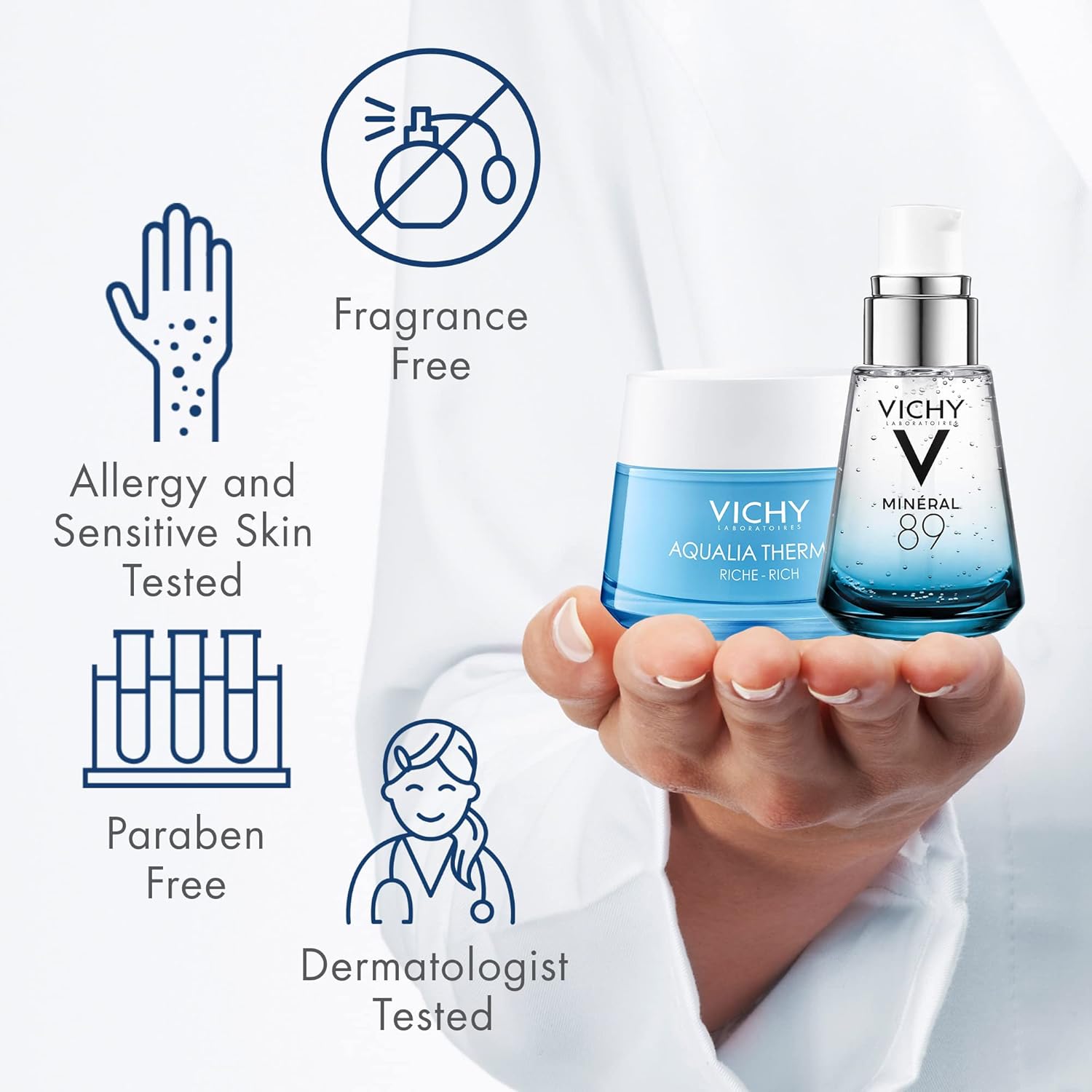 Vichy Aqualia Thermal Facial Moisturizer - Hydrating Cream with Natural Hyaluronic Acid for Dry, Sensitive Skin