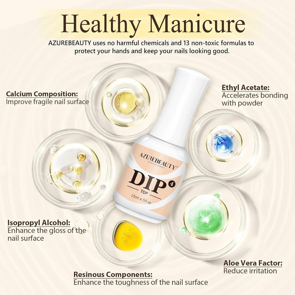 AZUREBEAUTY Dip Powder Top Coat - 15 ml for Perfect French Nails | Ideal for DIY Salon Manicure