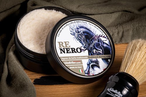The Goodfellas' Smile,NERO (Patchouly & Cedarwood) Luxury Italian Shaving Soap With Blackcurrant Oil & Mare's Milk, Formulated for Use with A Shaving Brush, Made in Italy,