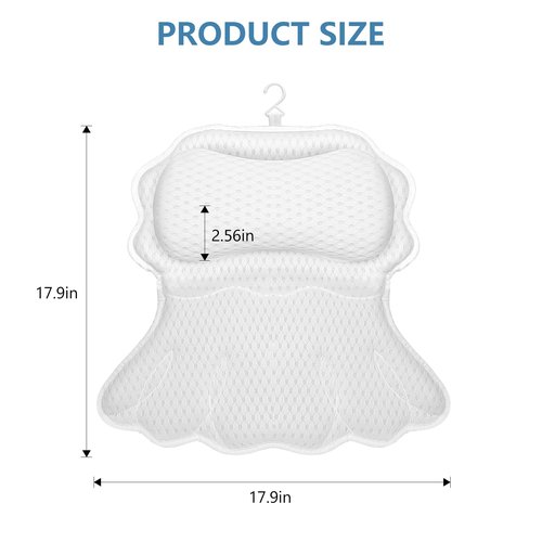 SetSail Bath Pillow, Relaxing Bath Pillows for Tub Neck and Back Support Soft 4D Breathable Air Mesh Ergonomic Bathtub Pillow with 6 Strong Suction Cups and Hook Luxury Bathroom Accessories,White