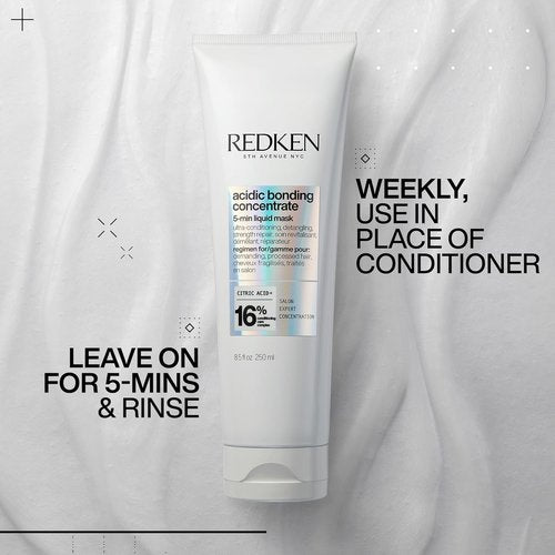 Redken Acidic Bonding Concentrate Hair Mask - Hydrating 5-Minute Bond Builder for Dry, Damaged Hair