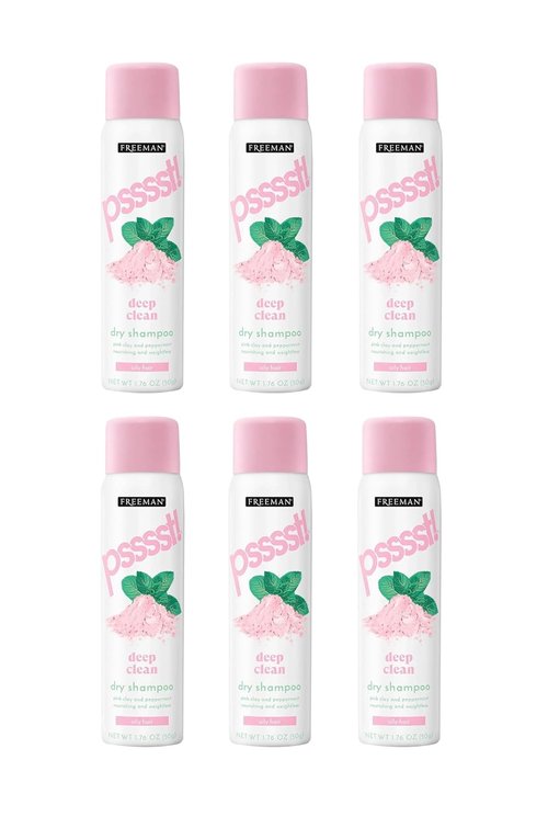 Freeman Psssst! Deep Clean Dry Shampoo - Travel Size for Oily Hair, Nourishing & Weightless, 1.76 oz (Pack of 6)