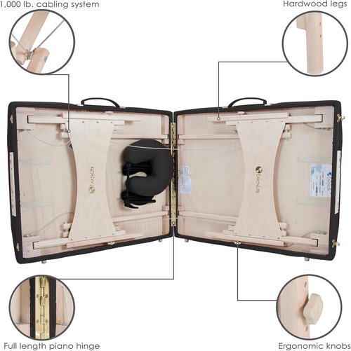 EarthLite Harmony DX Portable Massage Table - Complete Package with Face Cradle & Carrying Case | 30" x 73", Black