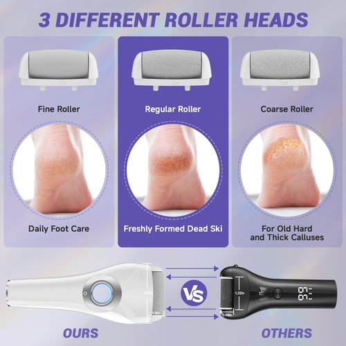 Upgraded Rechargeable Foot Callus Remover, Professional Electric Foot File, 10 in 1 Pedicure Tools Foot Care Kit Pedi Feet Care for Dead, Hard Cracked Dry Skin Ideal Gift (White)