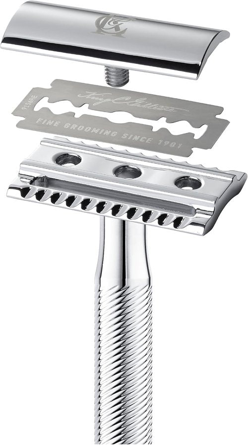 King C. Gillette Double Edge Safety Razor - Includes 5 Platinum Coated Blades | Perfect Gift for Men