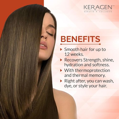KERAGEN FORTE Professional Smoothing Treatment - Salon-Grade Frizz Elimination & Repair | 32 Oz